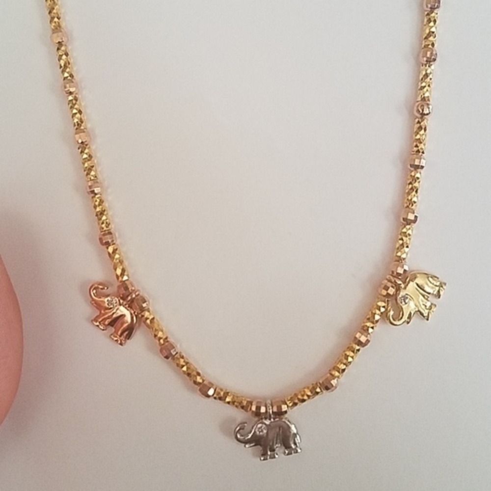 Elephant Sterling silver & Gold Chain Necklace 18"
